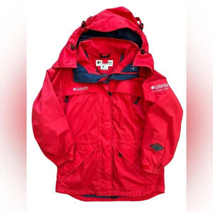 Columbia Titanium red ski jacket with removable hood
